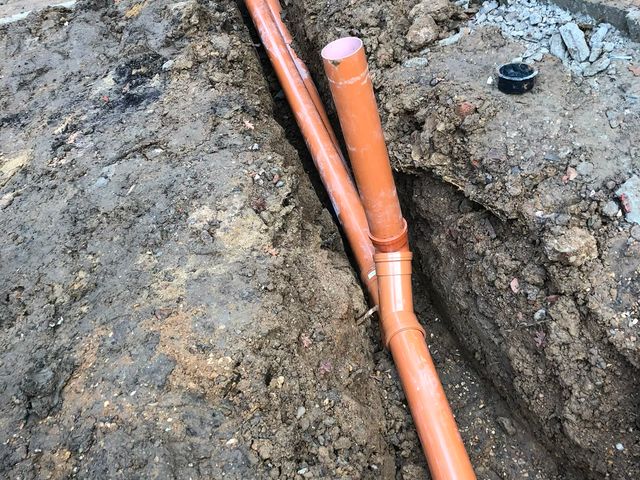 Drainage and SUDS being laid into an excavated base