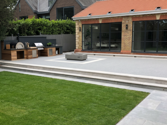 A smooth, level resin-bound terrace surface