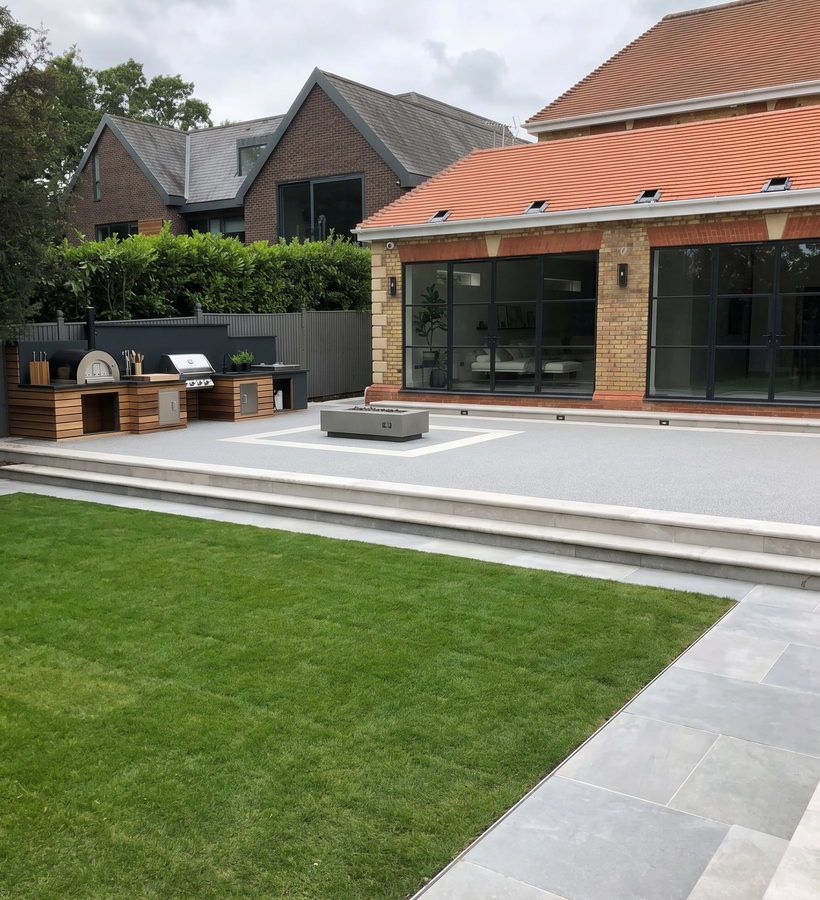 A repointed stone terrace with crisp, weather-tight joints